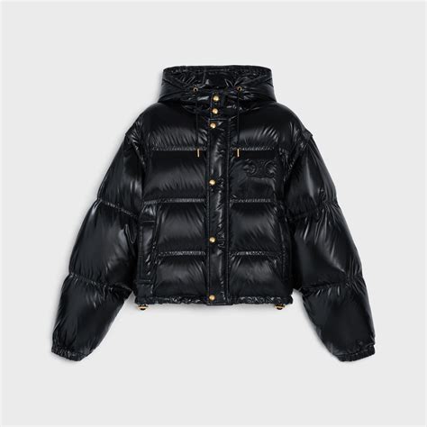 celine black puffer jacket|celine dresses.